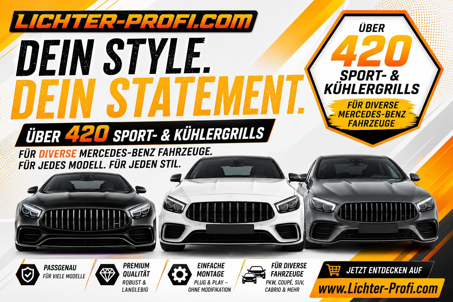 Über 420 Sportgrills für Mercedes Über 420 Sportgrills für Mercedes