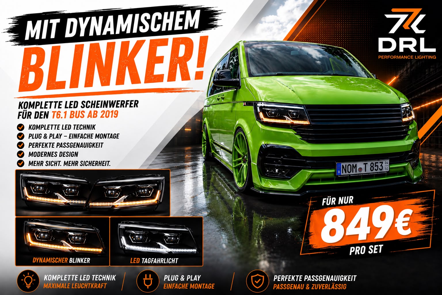 Komplette LED Scheinwerfer für den T6.1 Bus ab 2019 Komplette LED Scheinwerfer für den T6.1 Bus ab 2019