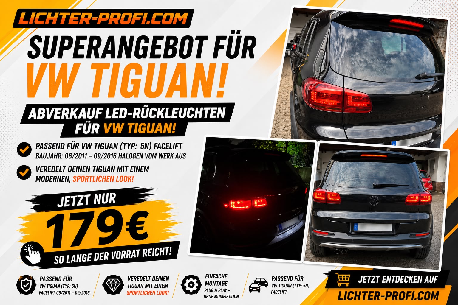 Angebot Design Rückleuchten passend für VW Tiguan 5N Facelift 11-15 rot/rauch Angebot Design Rückleuchten passend für VW Tiguan 5N Facelift 11-15 rot/rauch