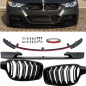 Preview: Sport Performance Front Spoiler +Doppelsteg Kühlergrill Schwarz passt für BMW 3er F30 F31 M-Paket ABE*