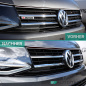 Preview: Set Kühlergrill für Emblem+ Leisten Set Stoßstange unten Hochglanz Schwarz Chrom passt für VW T6 alle Modelle 2015-2019 auch Sportline
