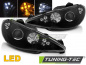 Preview: LED Angel Eyes Scheinwerfer für Peugeot 206 02-14 schwarz mit LED Blinker