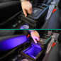 Preview: Black Edition Staufach Mittelkonsole Ablage für Ford Tourneo Custom 12+ mit RGB Farbwechsel-LED Beleuchtung, USB und Induktions-Ladestation