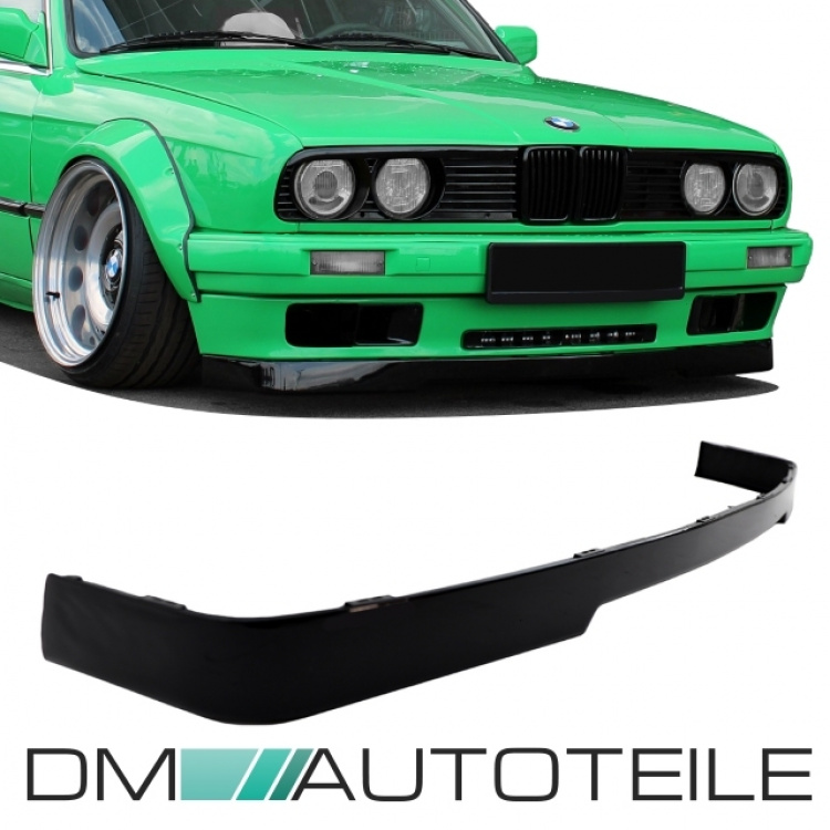 Frontspoiler Lippe vorne Schwarz glanz lackiert+ 10x Montage Clips 87-94 passend für BMW E30 auf IS Paket