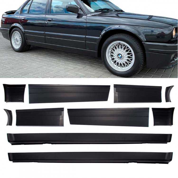 Sport Seitenschweller Kit + Planken XXL passt für BMW E30 M Technik II Limousine Touring ab 1982-1994 +ABE