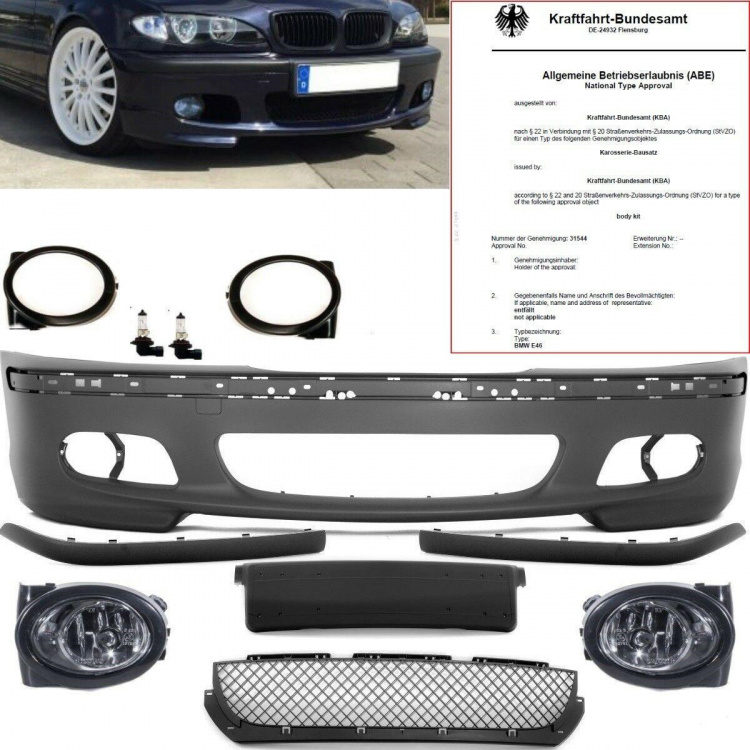 Stoßstange vorne Komplett+ Nebel ABS passt für BMW E46 3er 98-05 +ABE*ZULASSUNG