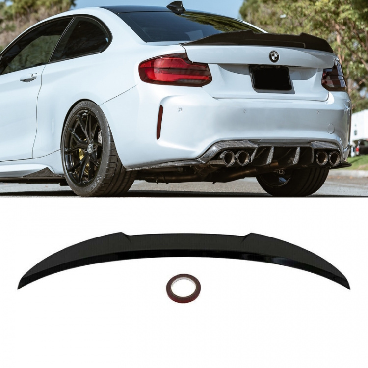 Heckspoiler Kofferraum schwarz matt V-Design breite Ausführung+3M passend für BMW 2er F22 Coupe alle Modelle