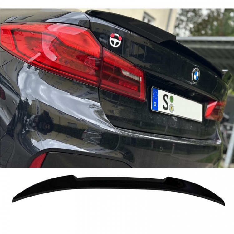 Sport EVO Heckspoiler Hecklippe breit Schwarz glanz + 3M passt für BMW 5er G30