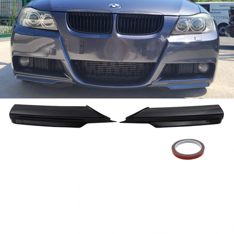 Vorfacelift Satz Flaps Splitter Lippe Carbon Glanz Design passend für BMW 3er E90 E91 Bj 05-08 M-Paket