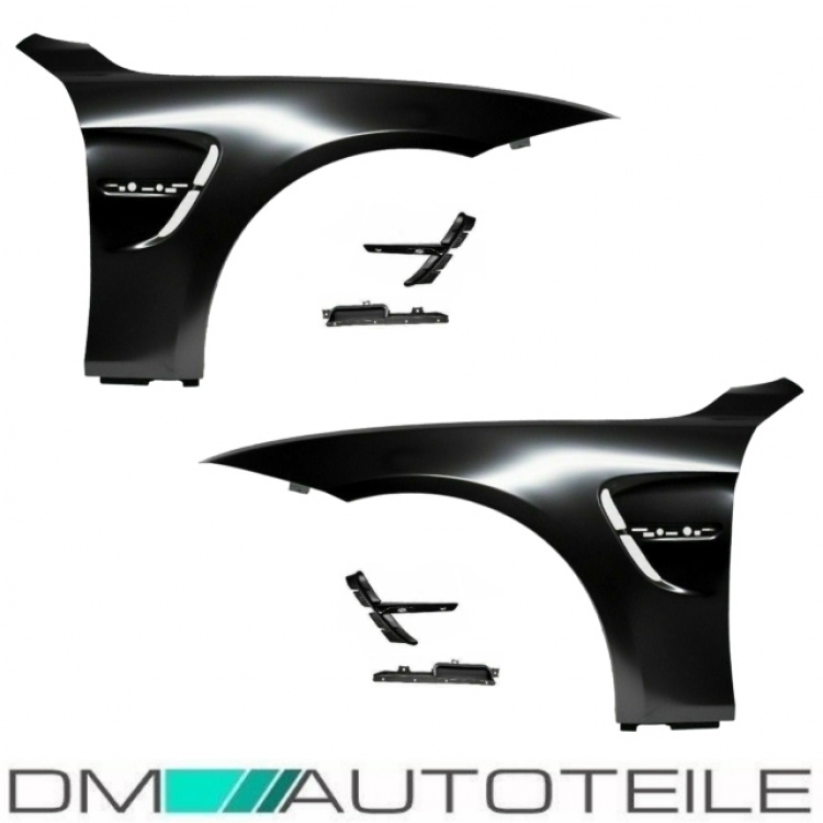 2x Kotflügel Set +Halter Hochglanz Schwarz passend für BMW F32 F33 F36 auch M4 + M Bj. 13-17