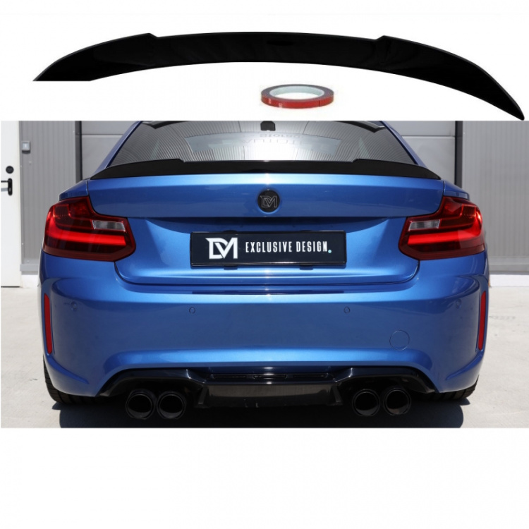 Sport CS Heckspoiler Kofferraumspoiler hinten Schwarz Glanz ABS Kunststoff passt für BMW 2er F22 Coupe