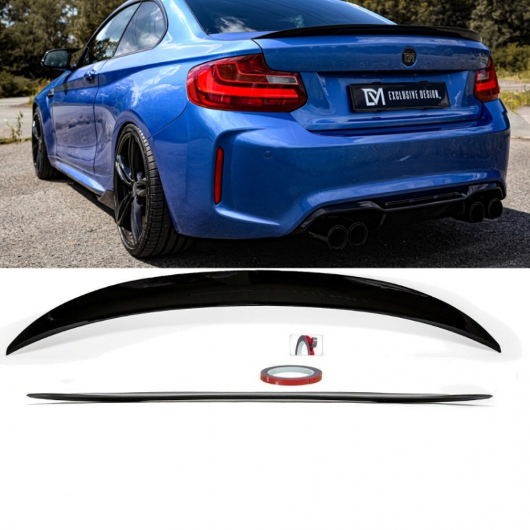 SET Heckspoiler Kofferraum Schwarz Glanz 475 Code passend für BMW 2er F22 Coupe + M-Paket + 3M Tape bj. 14>