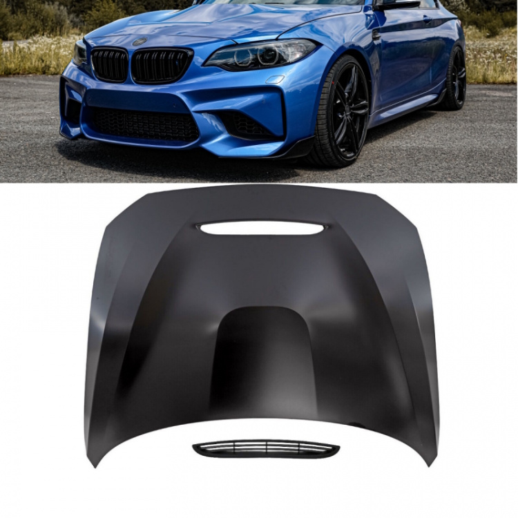 Set Sport Motorhaube Aluminium + Lufteinlass schwarz passt für BMW F20 F21 F22 F23 F87 Baujahr 10->> nicht M2 GTS