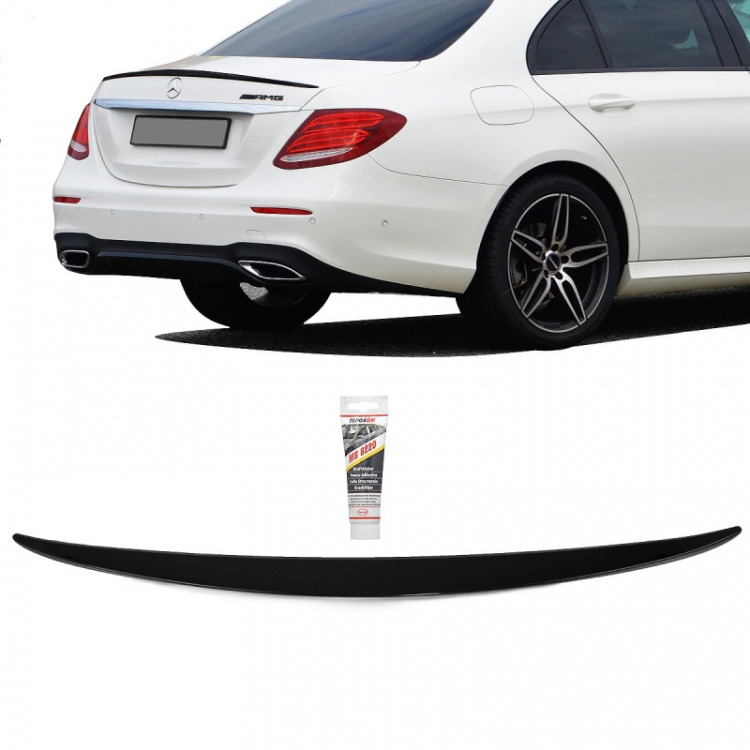 SET Sport Heckspoiler Schwarz Glanz + Kleber passt für Mercedes E-Klasse W213 auch AMG E63