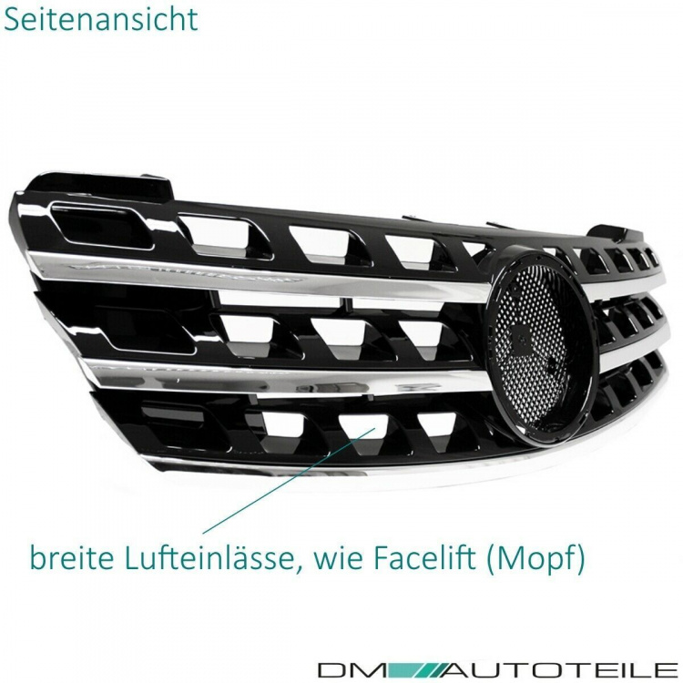 Kühlergrill Schwarz hochglanz + Chrom passend für Mercedes ML W164 05-08 Vormopf