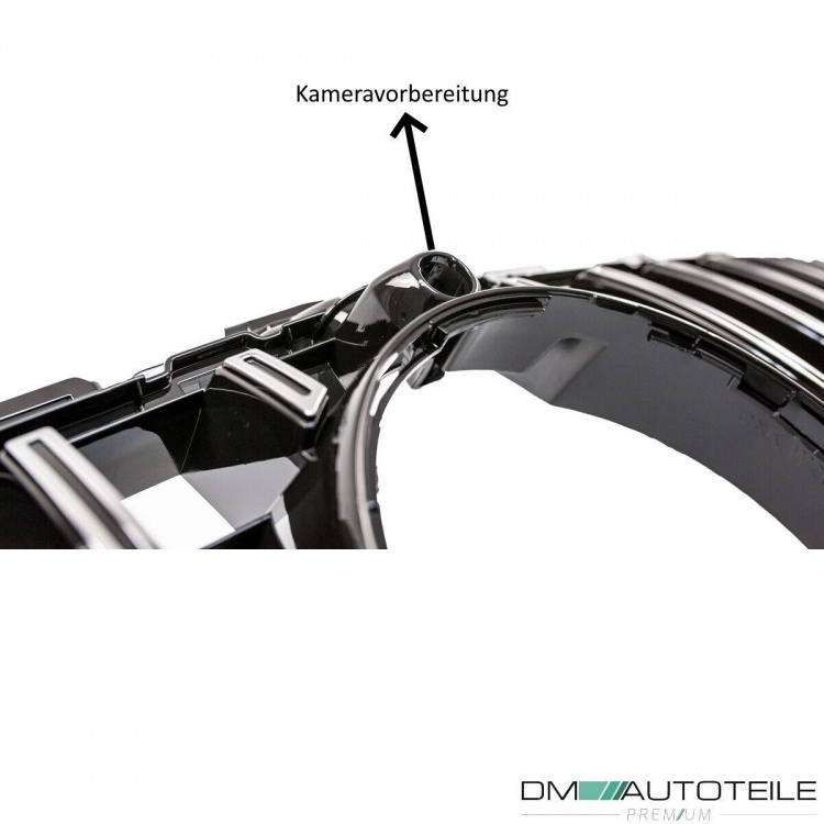 Kühlergrill Schwarz Chrom passt für Mercedes C-Klasse W205 14-18 + 360° Kamera auf Sport-Panamerica GT