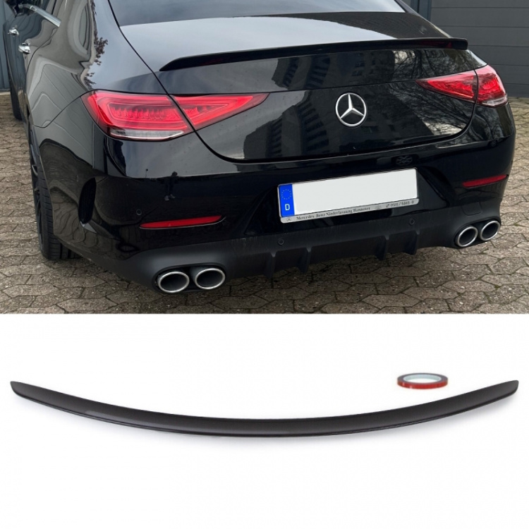 Heckspoiler Kofferaum schwarz glanz lackiert +3M Tape passt für Mercedes W257 CLS Limousine ab Bj 2018