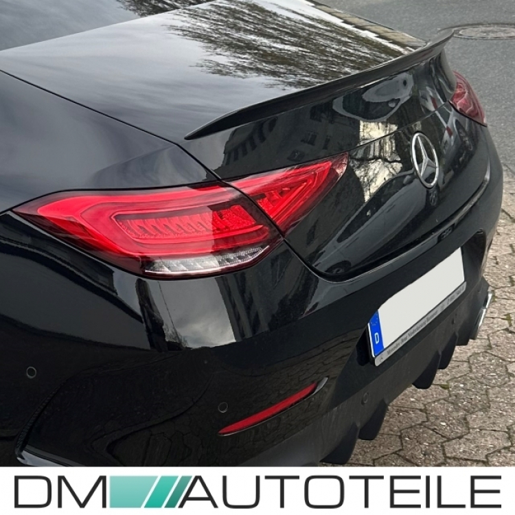 Heckspoiler Kofferaum schwarz glanz lackiert +3M Tape passt für Mercedes W257 CLS Limousine ab Bj 2018