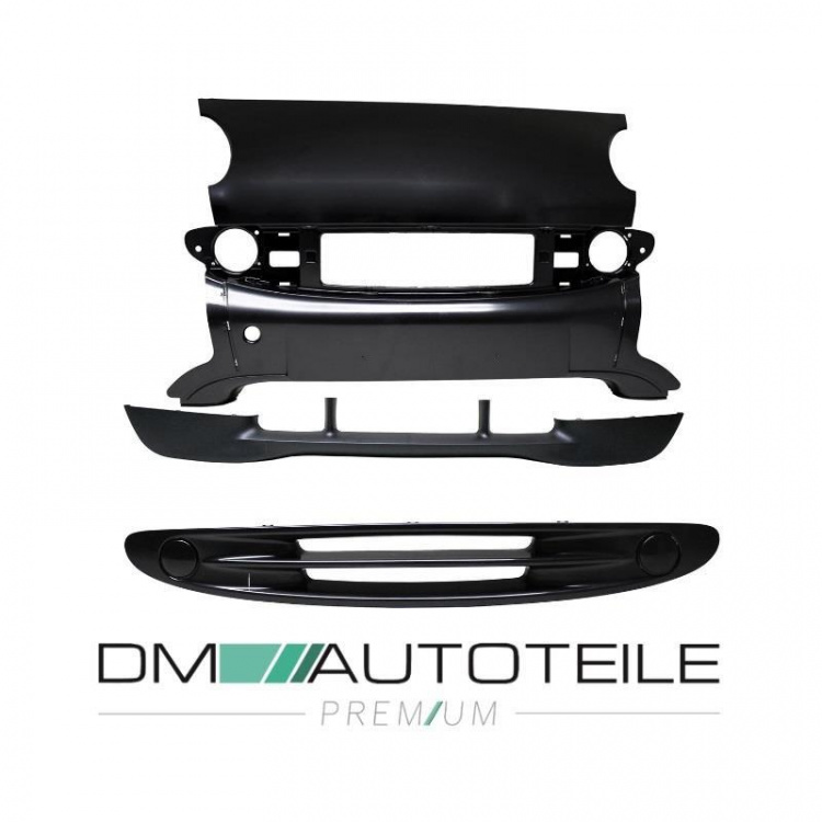 SET Smart Fortwo Coupe Cabrio 450 Mittelstück+Spoiler Stoßstange+Kühlergitter 03-07