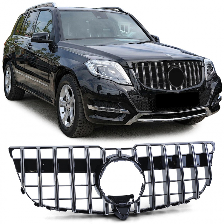 Upgrade Sportgrill / Kühlergrill für Mercedes Benz GLK X204 Facelift 12-15 Hochglanz schwarz/chrom