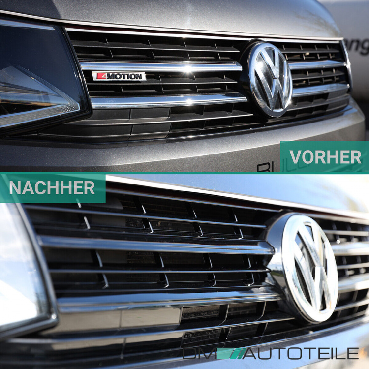 Set Kühlergrill für Emblem+ Gitter Stoßstange unten Hochglanz Schwarz passt für VW T6 alle Modelle 2015-2019 auch Sportline