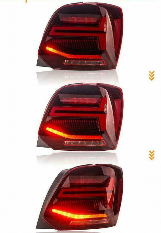 Voll LED Lightbar Design Rückleuchten für VW Polo 6R / 6C 09-14 rot/klar dynamisch