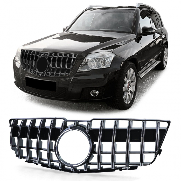 Upgrade Sportgrill / Kühlergrill für Mercedes Benz GLK X204 Vorfacelift 08-12 schwarz/chrom