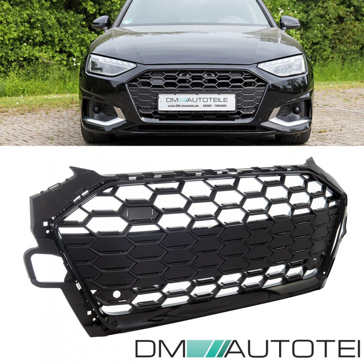 Wabengrill Breit Kühlergrill Schwarz passt für Audi A4 B9 Facelift ab 2019 für S Line Modelle