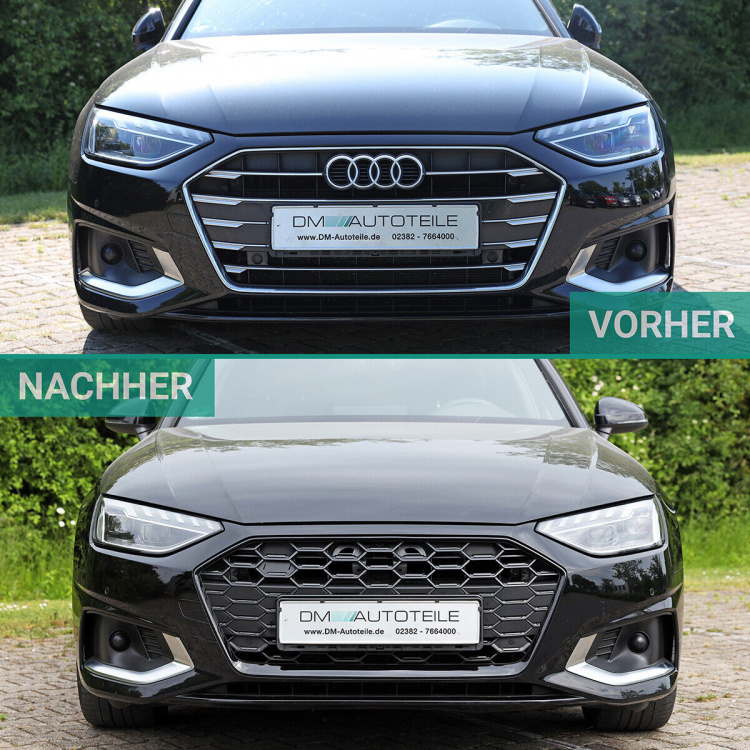 Wabengrill Breit Kühlergrill Schwarz passt für Audi A4 B9 Facelift ab 2019 für S Line Modelle