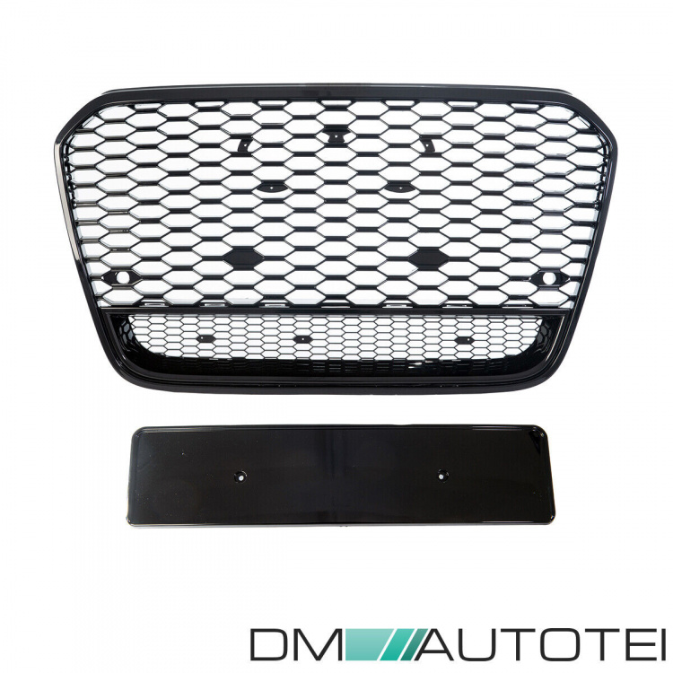 Wabengrill Kühlergrill Schwarz Glanz Gitter passt für Audi A6 4G C7 Facelift ab 2014