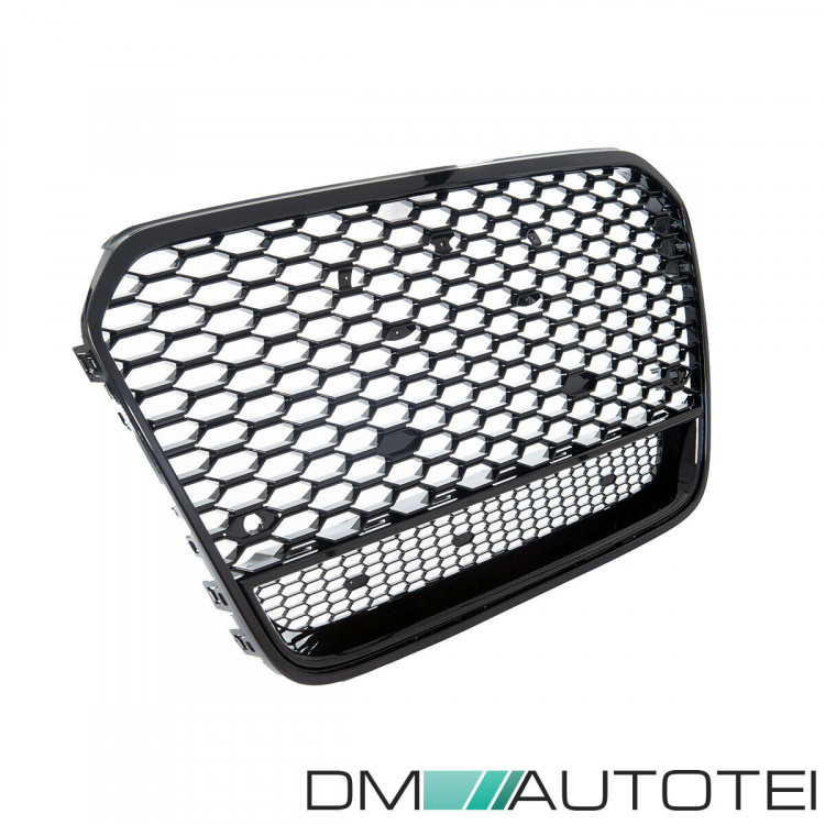 Wabengrill Kühlergrill Schwarz Glanz Gitter passt für Audi A6 4G C7 Facelift ab 2014