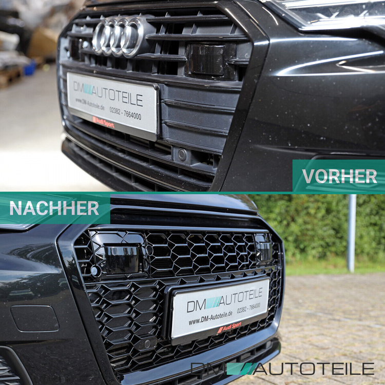 Wabengrill Kühlergrill Schwarz glanz komplett Gitter passt für Audi A6 F2 C8 ab 2019 nicht RS6