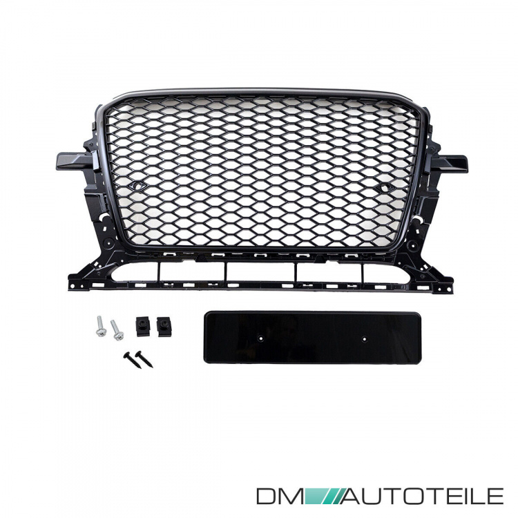 Kühlergrill Wabendesign +Gitter Set Schwarz glanz komplett mit/ohne PDC passt für Audi Q5 8R Facelift ab 2012 S-Line