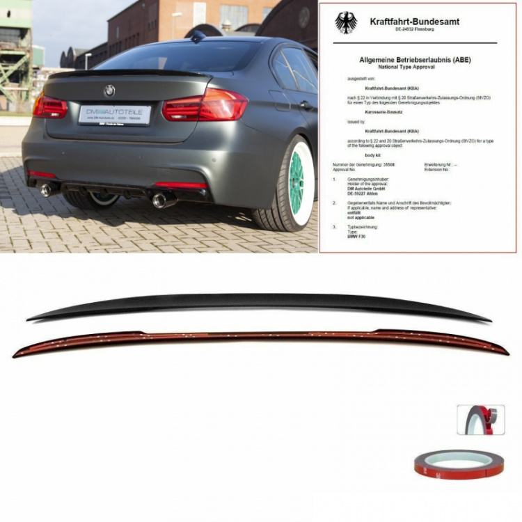 Sport-Performance Heckspoiler Koferraumspoiler Schwarz Glanz lackiert passt für BMW 3er F30 Limousine+ABE