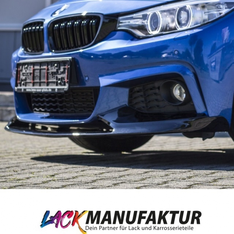 LACKIERT Bi Colour Schwarz glanz + Estoril Blau Frontspoiler Sport-PERFORMANCE für BMW 4er F32 F33 F36 mit M-Paket