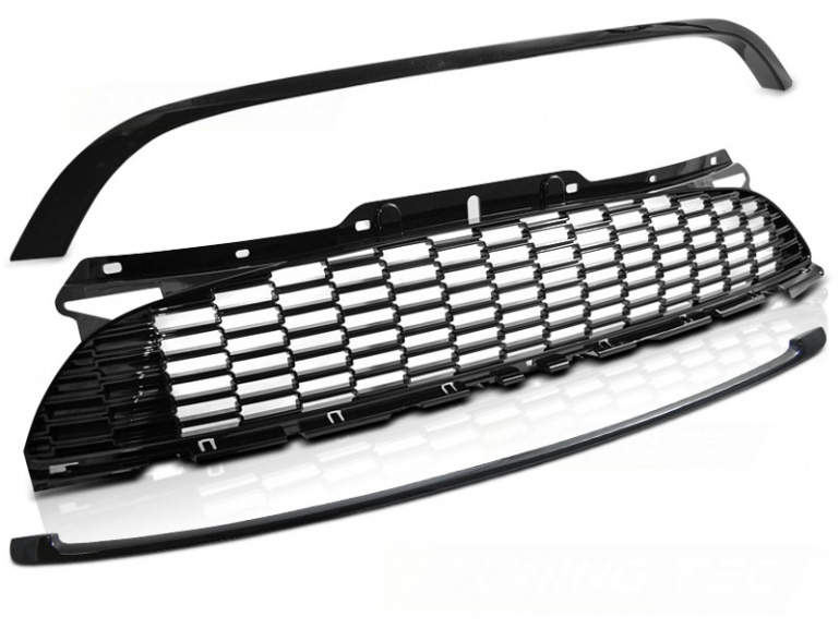 Upgrade Design Sportgrill / Kühlergrill für BMW Mini Cooper R55/R56/R57 10-14 im JCW Look Hochglanz schwarz