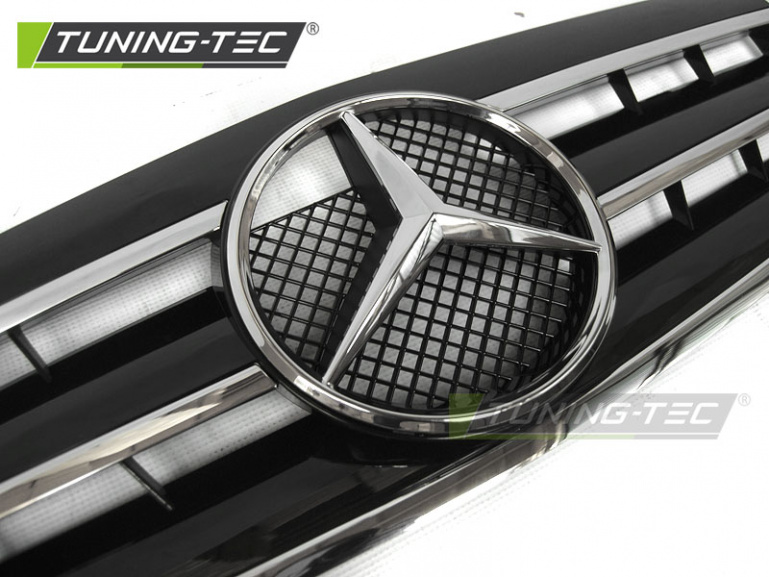 Upgrade Sportgrill / Kühlergrill für Mercedes Benz CLK W208 96-02 schwarz/chrom