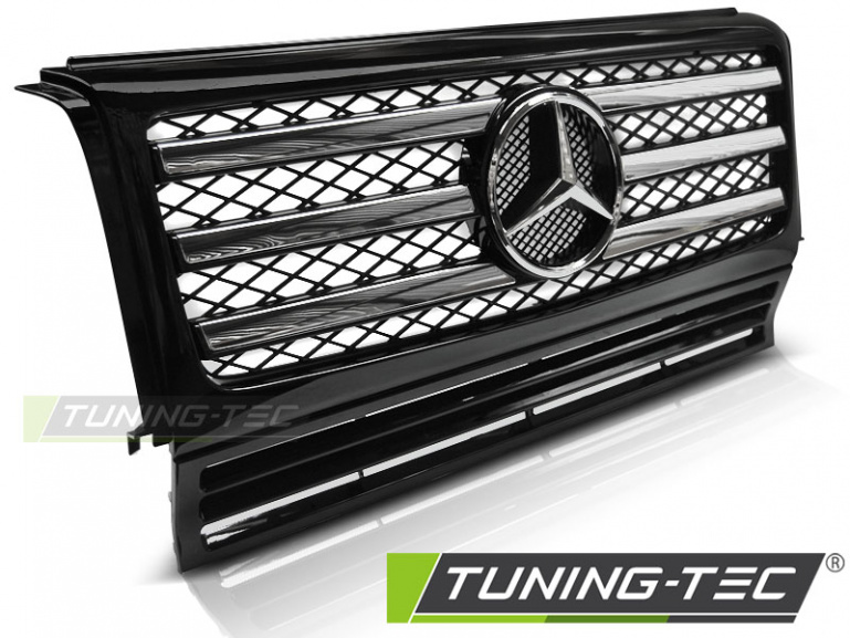 Upgrade Sportgrill / Kühlergrill für Mercedes Benz G-Klasse W463 09-12 Hochglanz schwarz/chrom