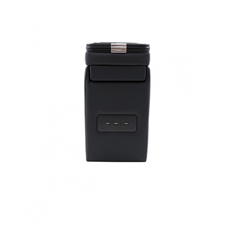 Black Edition Staufach Mittelkonsole Ablage für Citroen Jumpy 95-00 mit RGB Farbwechsel-LED Beleuchtung, USB und Induktions-Ladestation