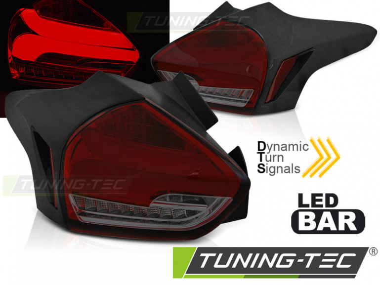 Voll LED Lightbar Design Rückleuchten für Ford Focus MK3 15-18 rot/rauch mit dynamischem Blinker