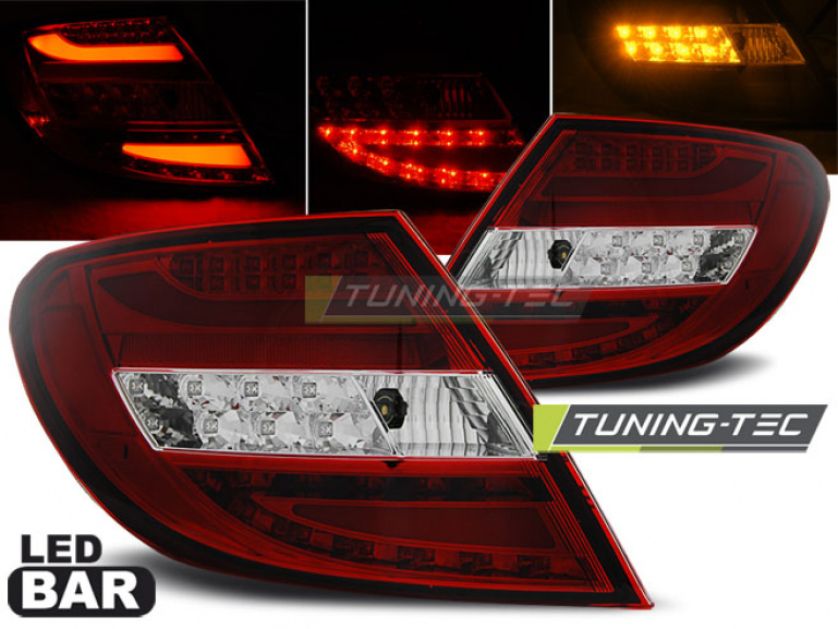 LED Lightbar Design Rückleuchten für Mercedes Benz C-Klasse W204 Limousine 07-10 rot/klar