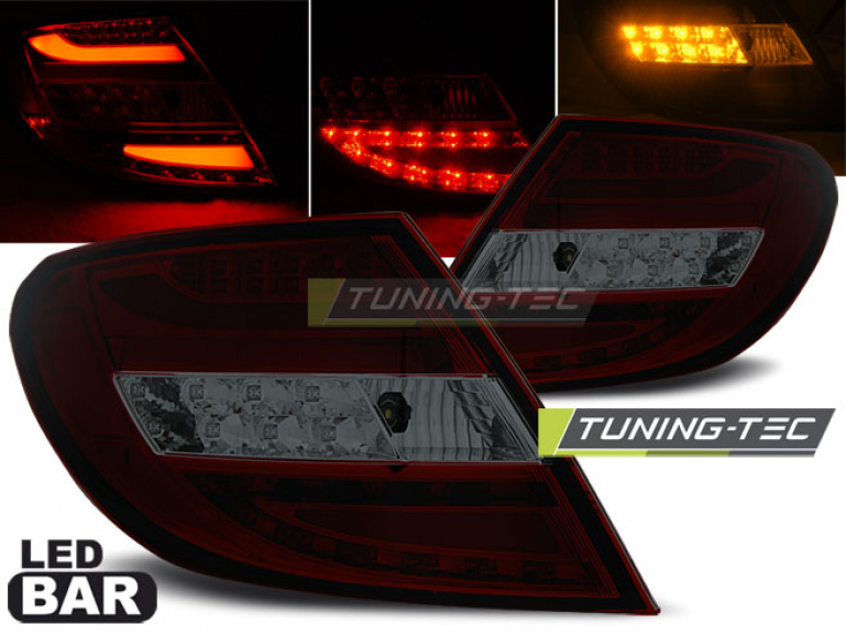 LED Lightbar Design Rückleuchten für Mercedes Benz C-Klasse W204 Limousine 07-10 rot/rauch