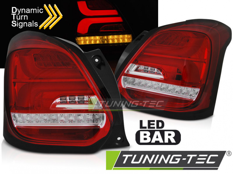 Voll LED Lightbar Design Rückleuchten für Suzuki Swift VI (6) 17+ rot/klar mit dynamischem Blinker