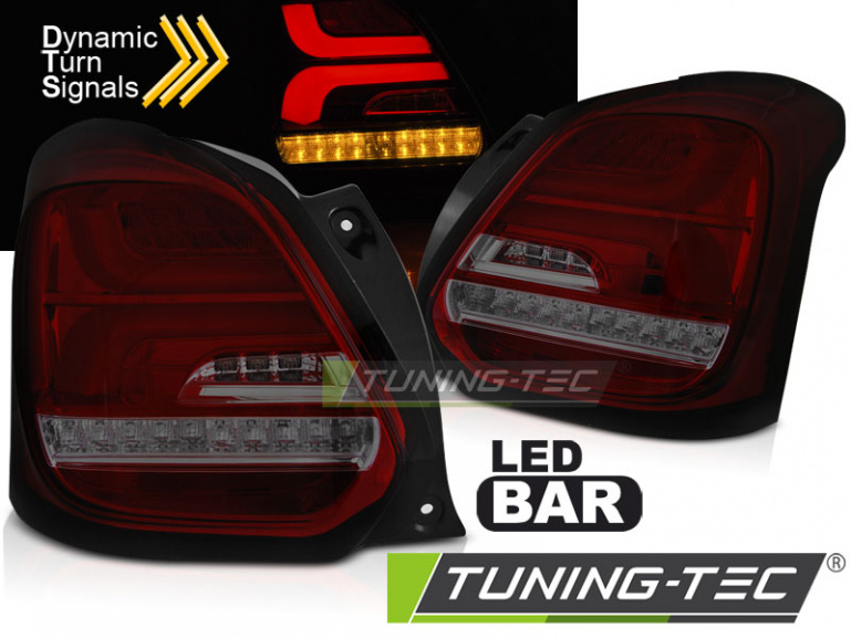 Voll LED Lightbar Design Rückleuchten für Suzuki Swift VI (6) 17+ rot/rauch mit dynamischem Blinker