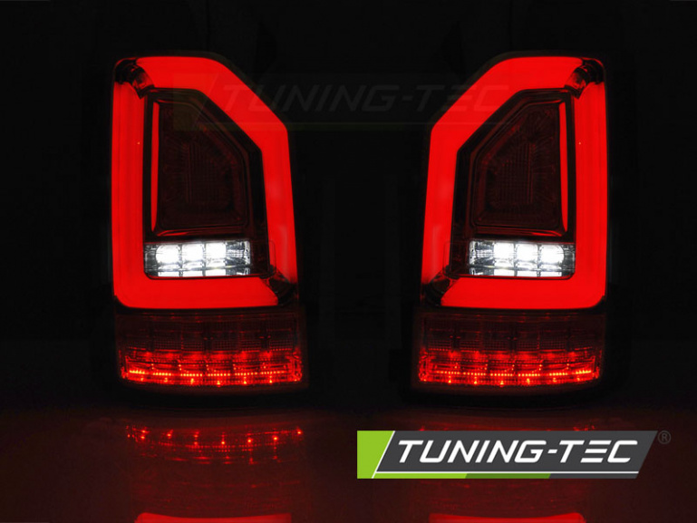 Voll LED Lightbar Design Rückleuchten für VW T5 03-09 rot/rauch mit dynamischem Blinker