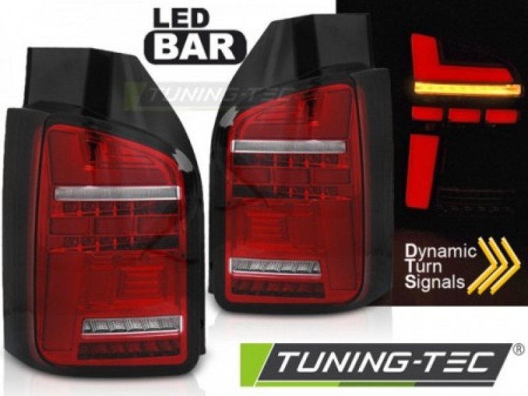 Voll LED Lightbar Design Rückleuchten für VW T6 15-19 rot/klar mit dynamischen Blinker