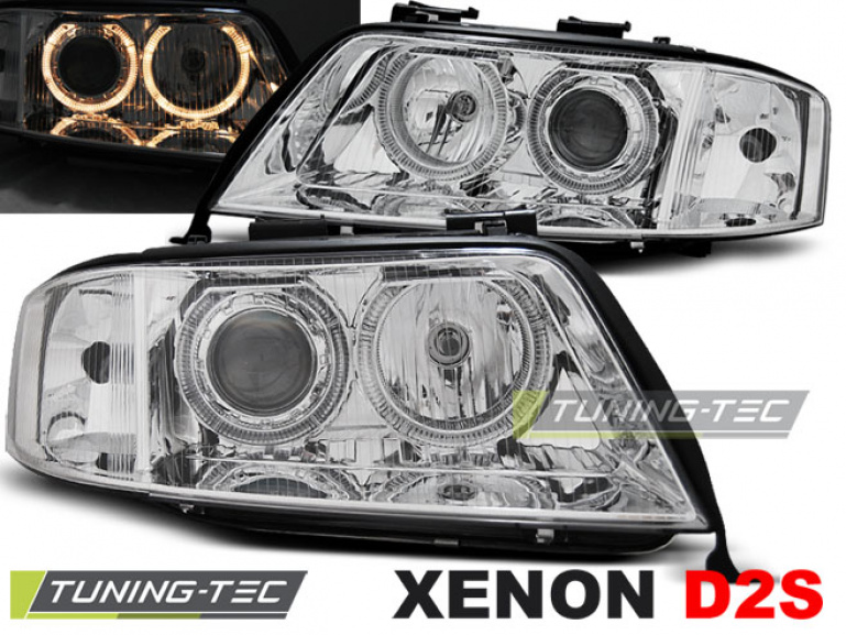 XENON Upgrade Design Angel Eyes Scheinwerfer für Audi A6 4B 97-01 chrom
