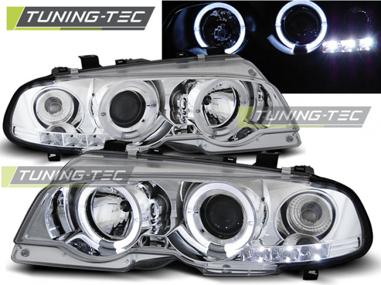 LED Angel Eyes Scheinwerfer für BMW 3er E46 Coupe / Cabrio 99-03 chrom Set