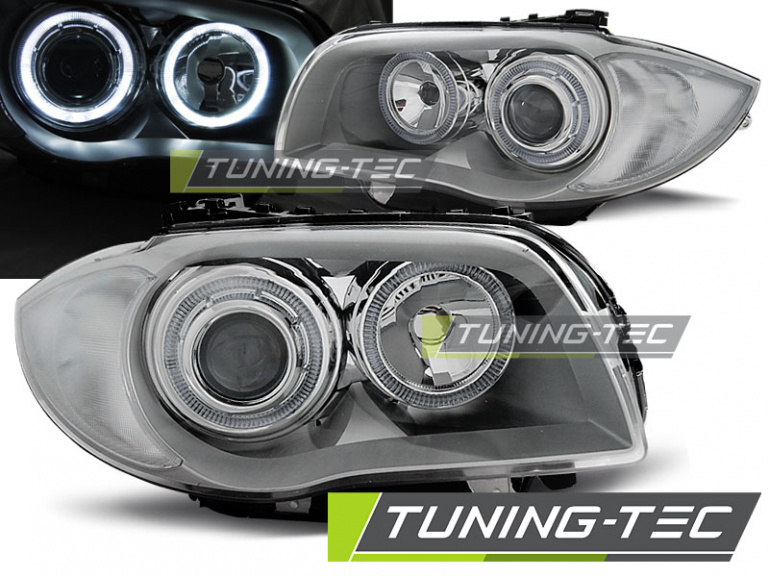 LED Angel Eyes Scheinwerfer für BMW 1er E81, E82, E87, E88 04-11 grau