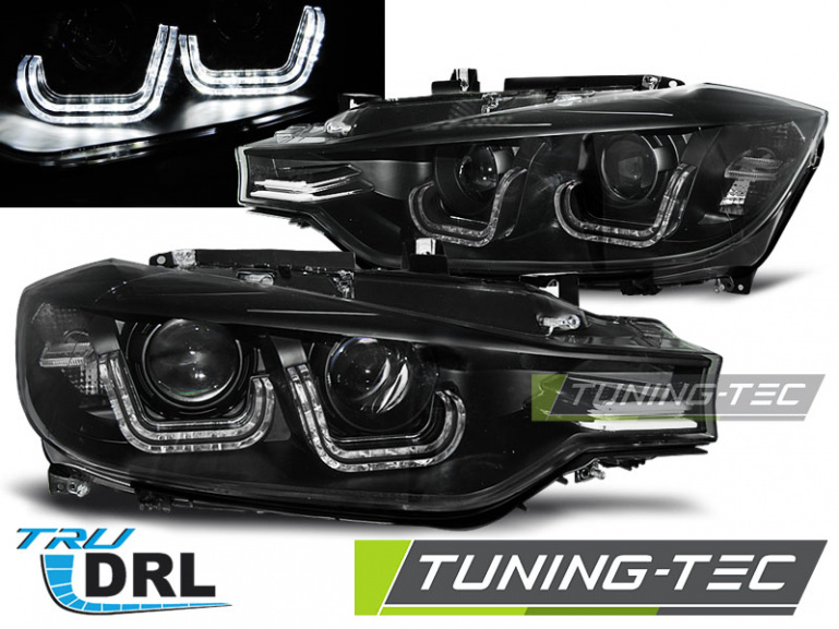 LED Tagfahrlicht Angel Eyes Scheinwerfer für BMW 3er F30/F31 11-15 schwarz